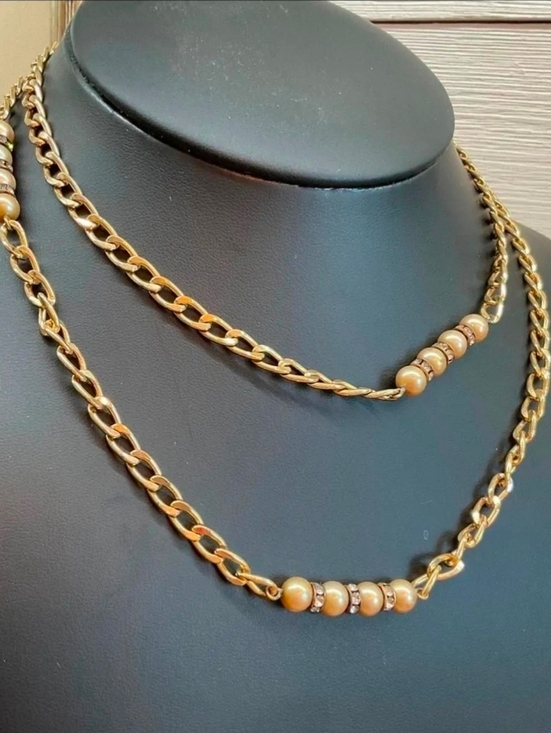 Dior Jewelry - Vintage Dior Long Necklace - Faux Pearls & Crystals